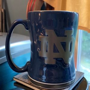 Fighting Irish Notre Dame University 3D Blue Coffee Cup Mug.  NWOT!